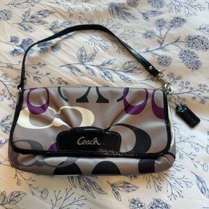 Coach Purple and Black Patterned Shoulder Bag